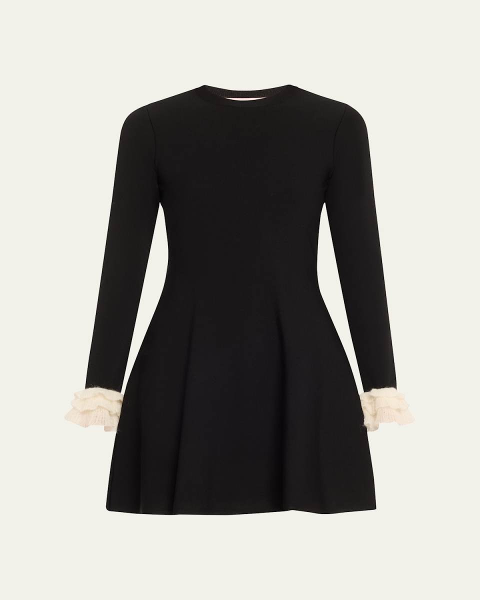 Long-Sleeve Ruffle-Cuff Mini Dress